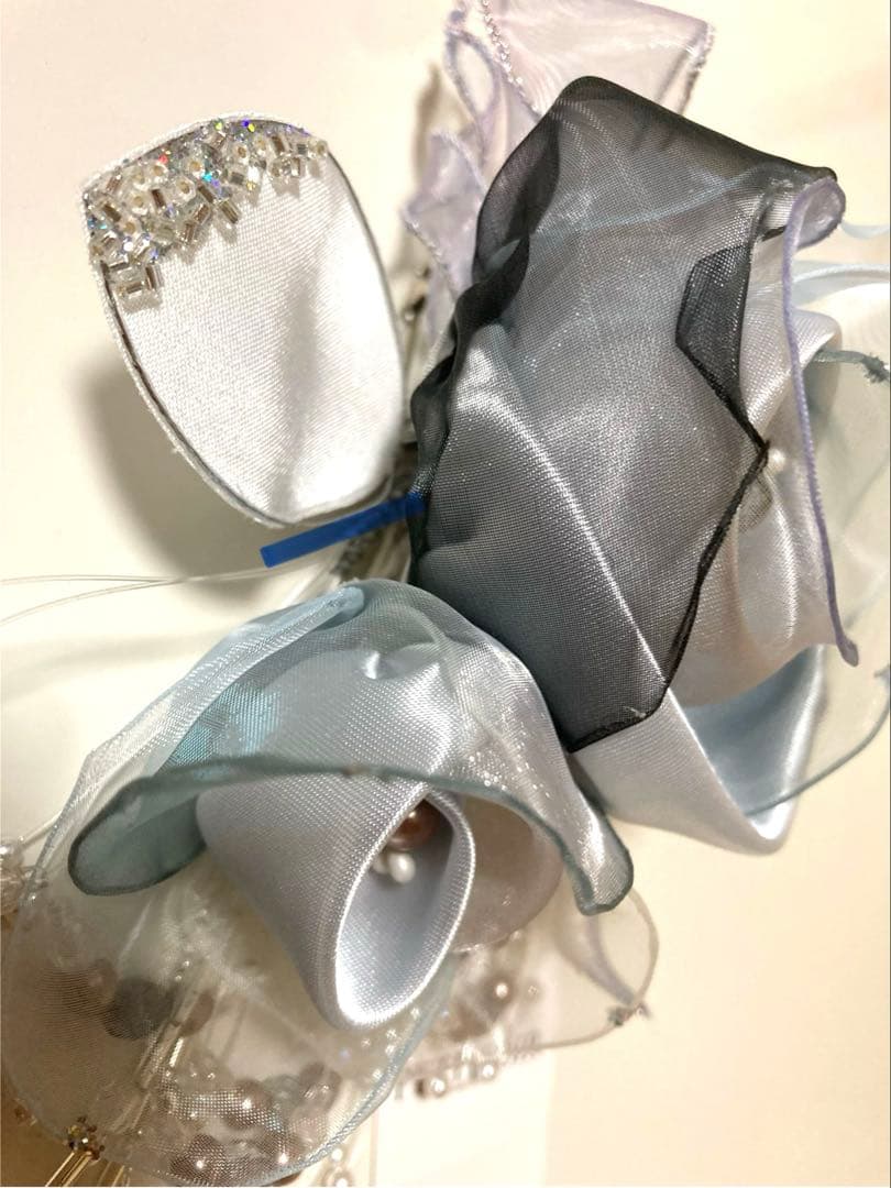 東京ソワール PETITSOIR コサージュ ブローチブルー シルバー 美品