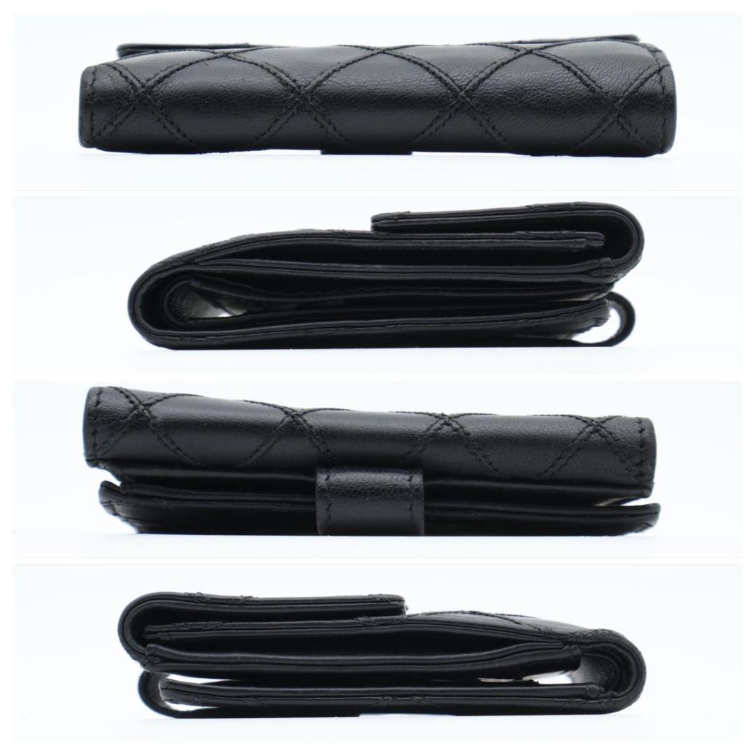 極美品】CHANEL ビコローレ Wホック 二つ折り財布 ラムスキン 黒