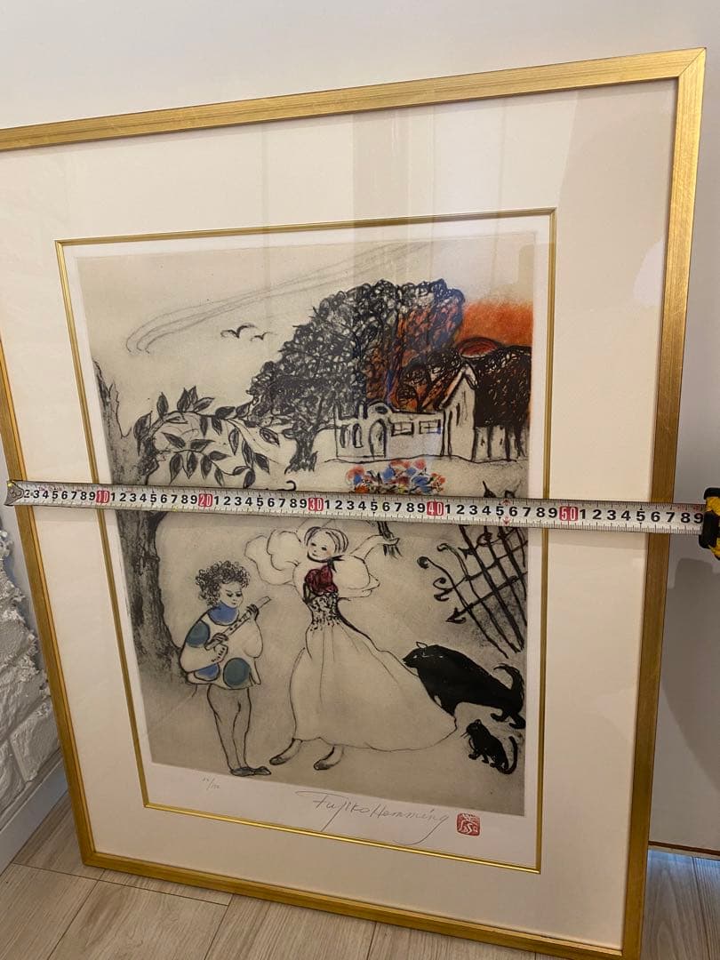 フジ子 ヘミング パラダイス 楽園にて 直筆サイン 銅版画 エッチング