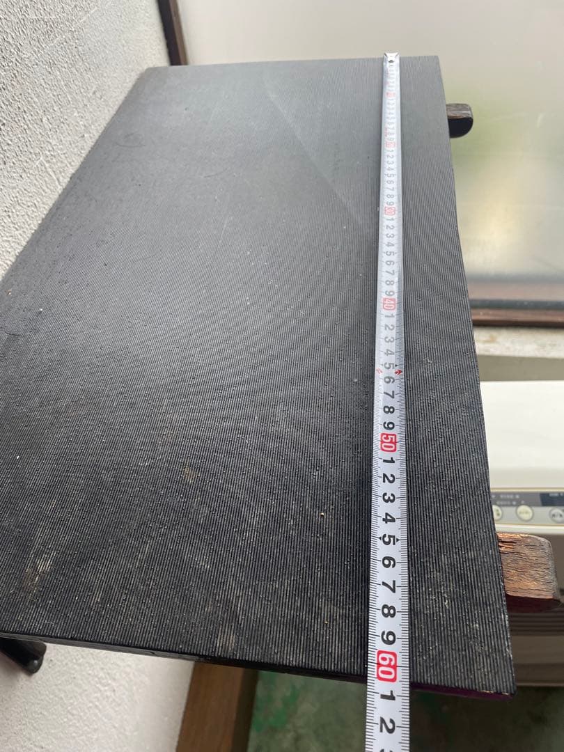 貴重 黒ガラス棚板 木と鉄の棚受けアンティーク