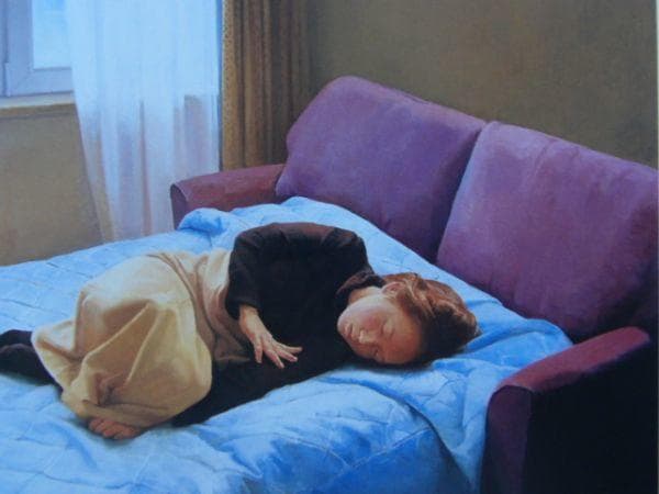 弥富節子、【まどろむ午後】、希少な画集画、新品高級額・額装付