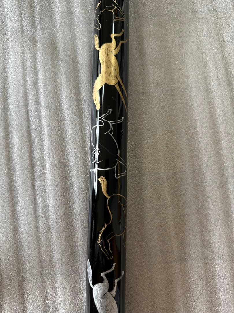 杖刀 模造刀 蒔絵 九馬図木鞘 乱れ刃紋 杖 レプリカ