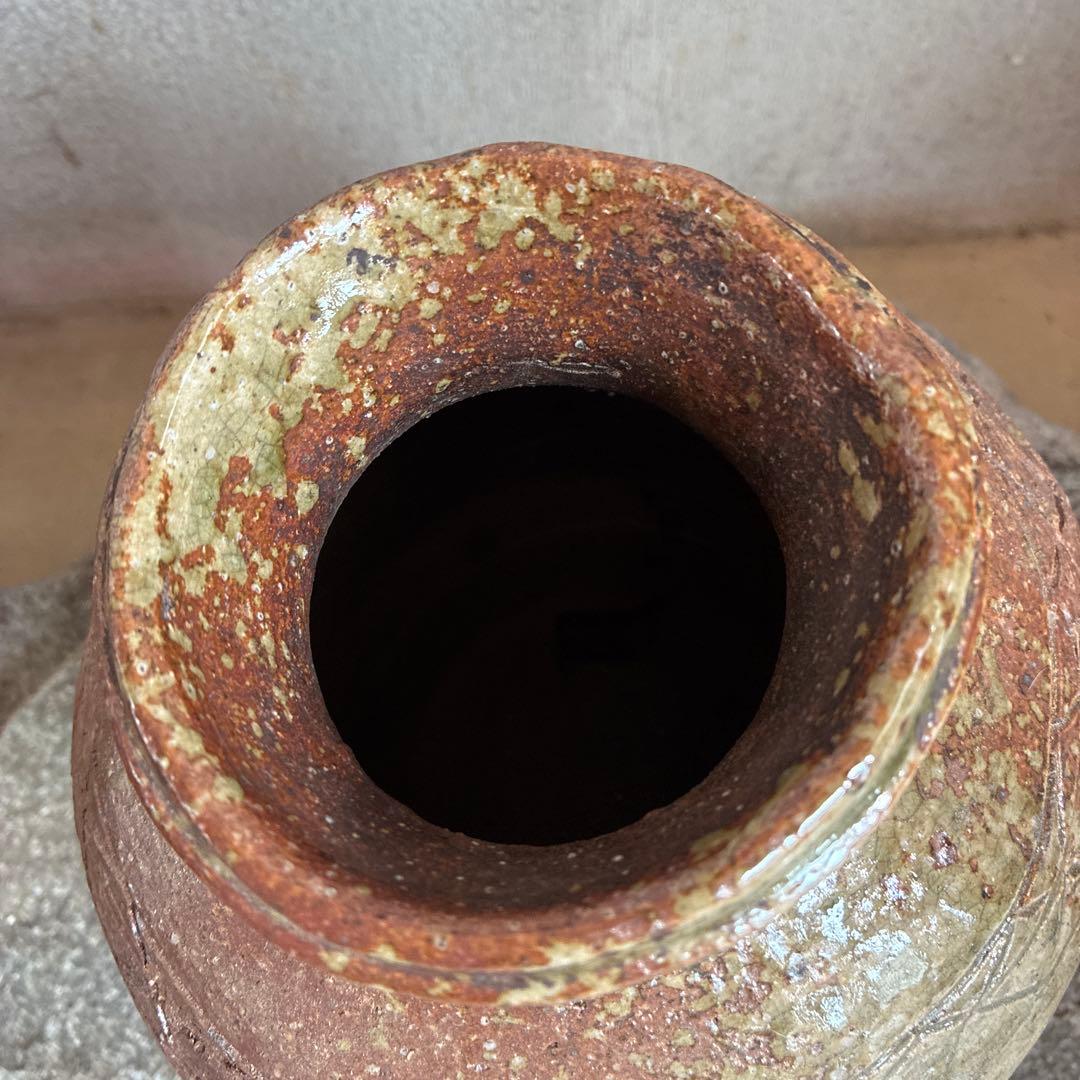 小壺　信楽焼　桧垣紋　伊賀