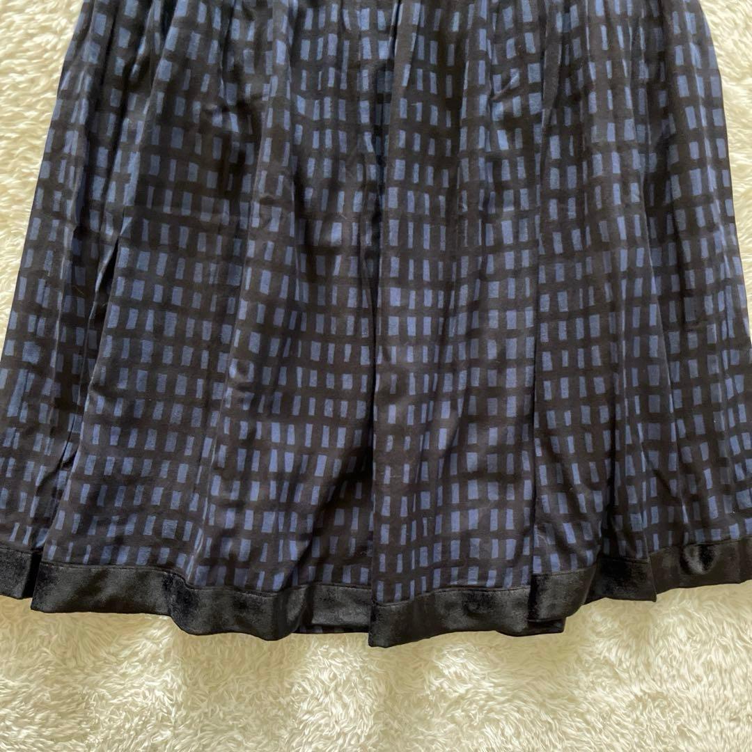 【ミナペルホネン】sora check ソラチェック　ひざ丈スカート　綿　38