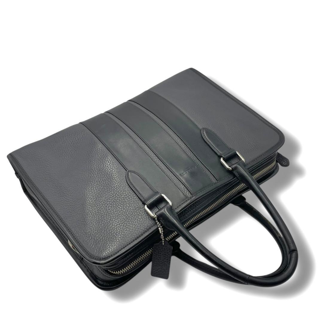 極美品✨COACH ブリーフケース ビジネスバッグ A4 レザー　バイカラー 黒