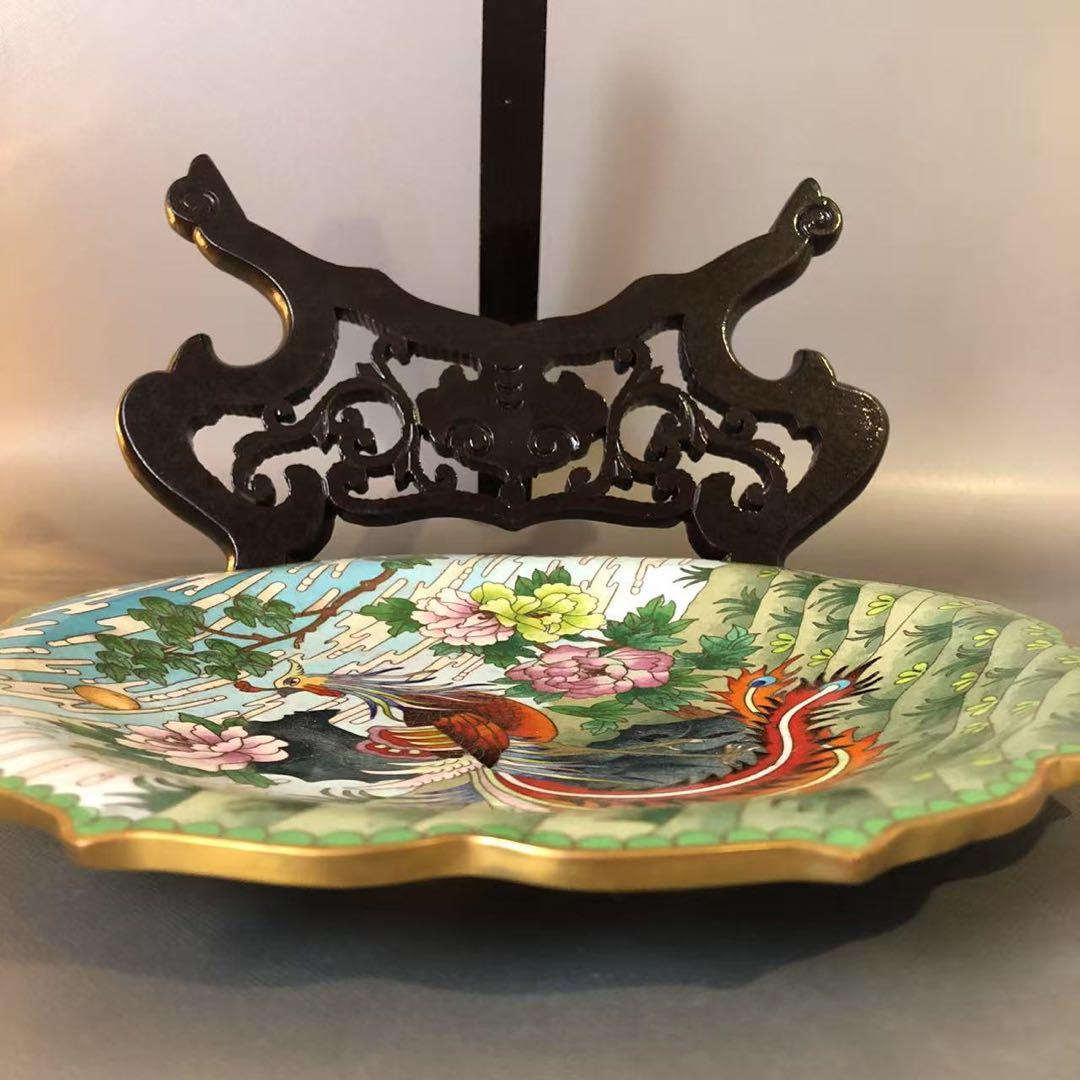 N390、中国古美術 景泰藍 七宝焼 珐琅彩絵 飾り 置物