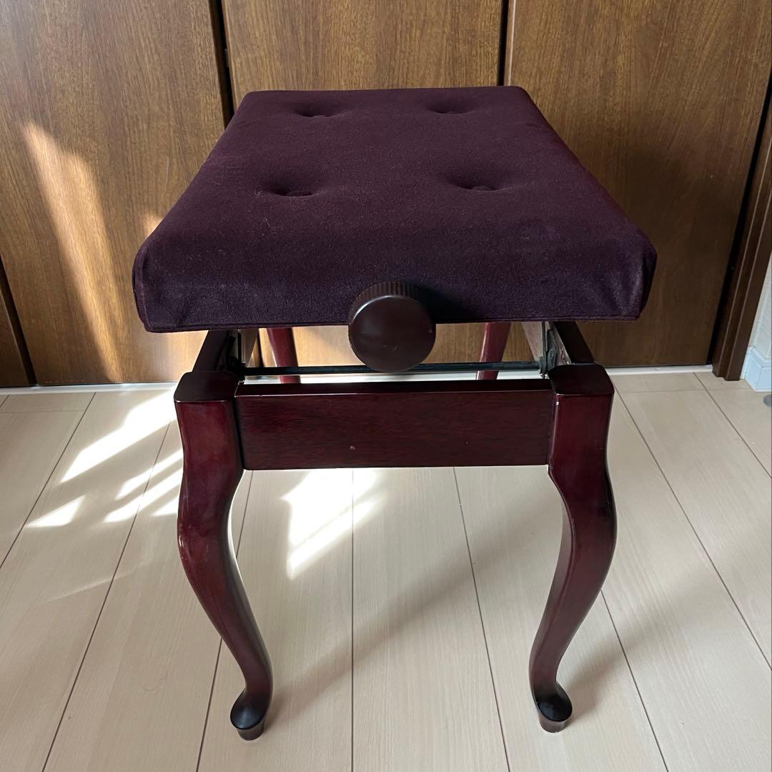 ピアノ椅子 猫脚 高低自在 調整 ブラウン 木目 ピアノ 良品 比較的美品