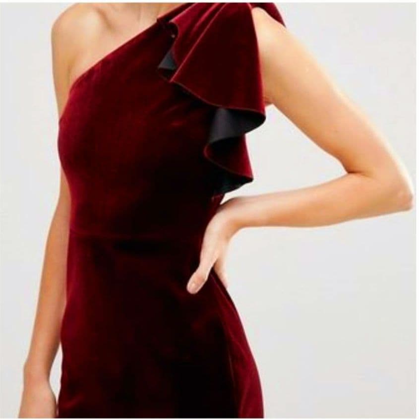 ワンショルダードレス★ベロアドレス★(2回着用) UK10 Mサイズ