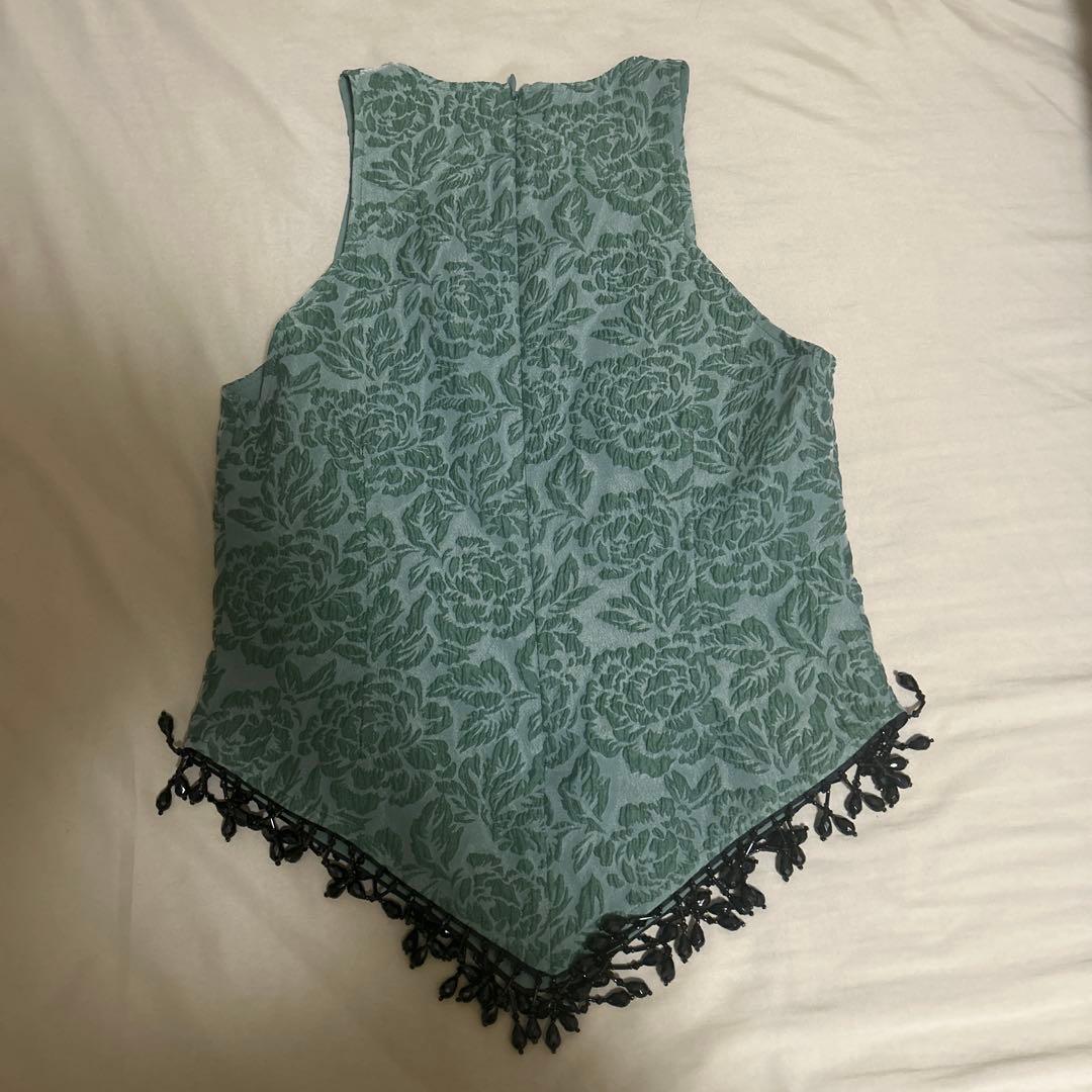 GANNI ジャガード ノースリープブラウス ガニー