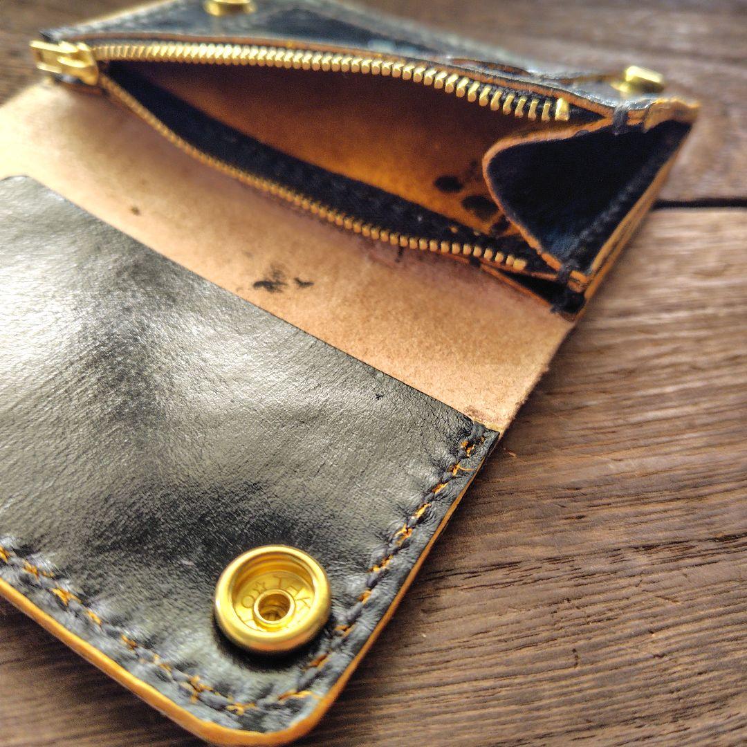 ミドルサイズ　トラッカーウォレット　蹄鉄　手染め