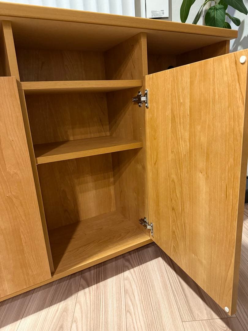 LOWYA】幅110 キャビネット 木製 ライトブラウン チェスト