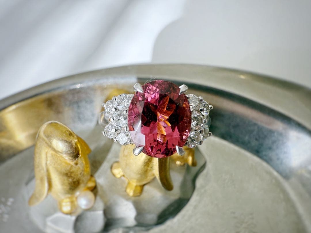 Pt900 ピンクトルマリン2.97ct ダイヤモンド0.51ct リング