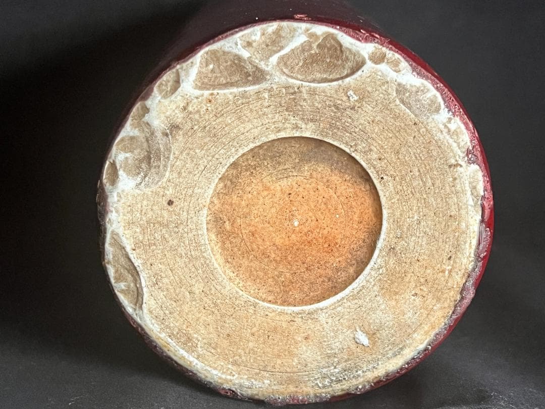 海】中国美術 清代期 辰砂釉 筆筒 骨董品 時代品 美術品