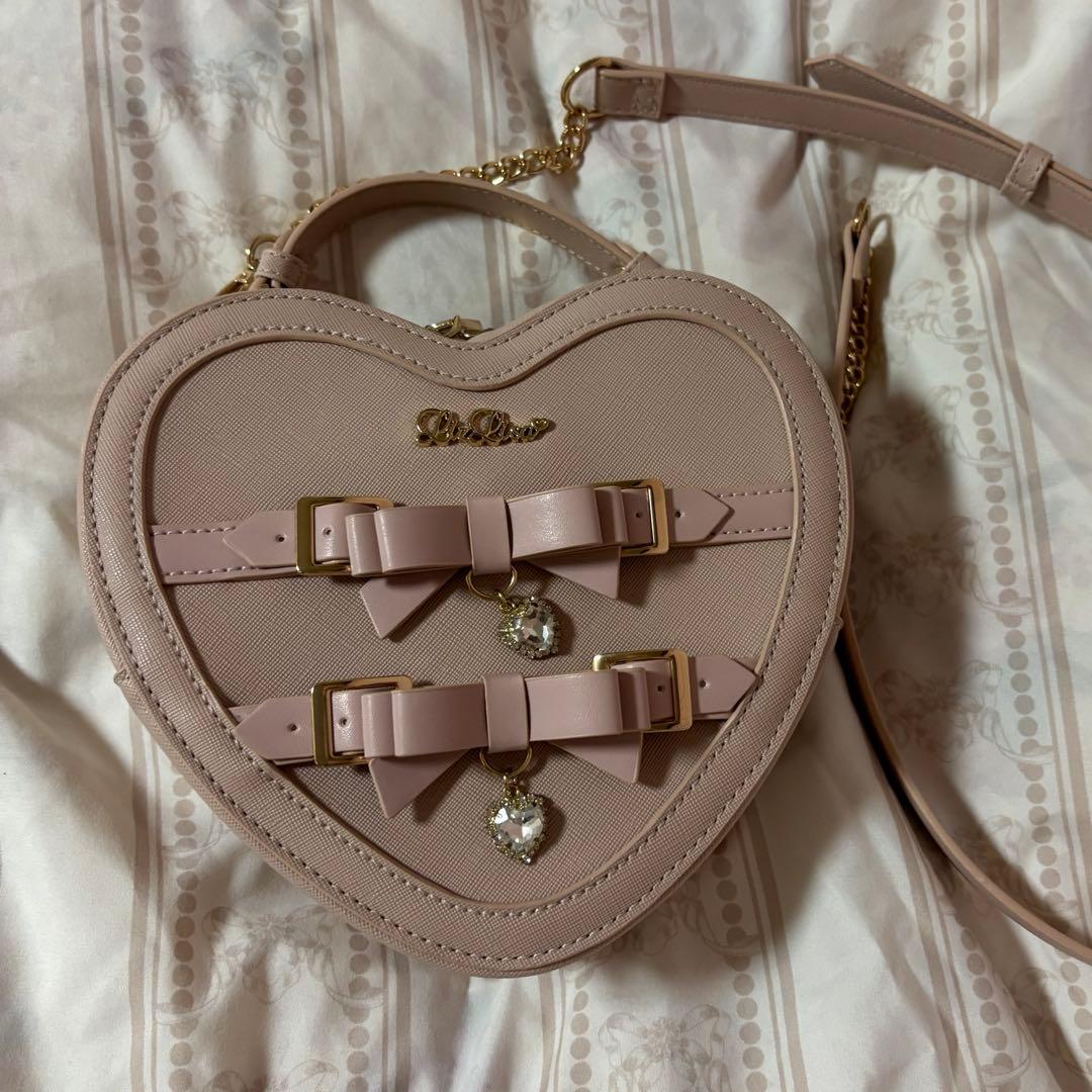 LIZLISA リボンビジューハートバッグ ピンク