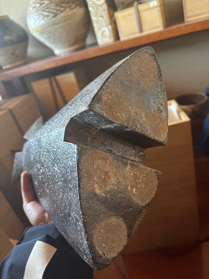 松崎健 灰被窯変 花器 松崎健 灰被窯変扁壷 共箱