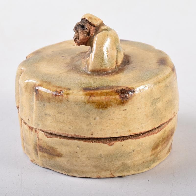 茶道具　御深井焼　米山作　老人摘香盒　香合　共箱　M　R8663