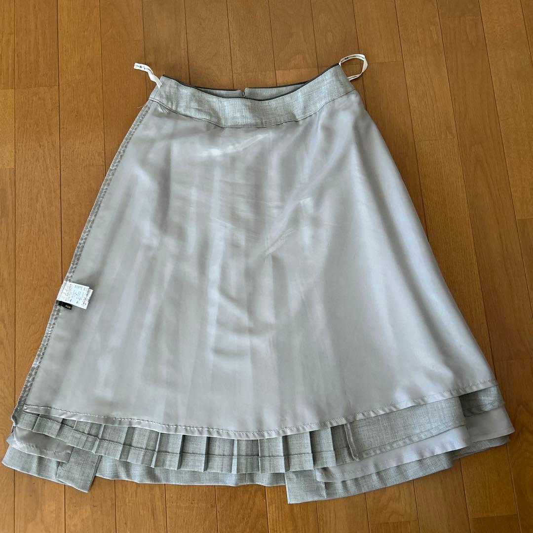 エフデ　ef-de グレー プリーツスカート　11号 スカート　巻きスカート