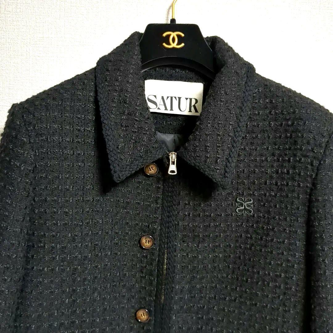 美品　SATUR アーヘン ウール ブレンド カラー ツイード ジャケット　M