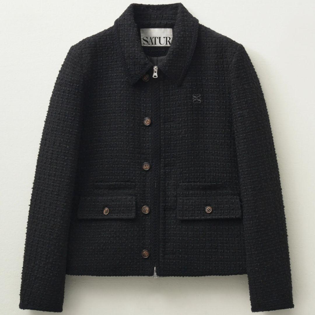美品　SATUR アーヘン ウール ブレンド カラー ツイード ジャケット　M