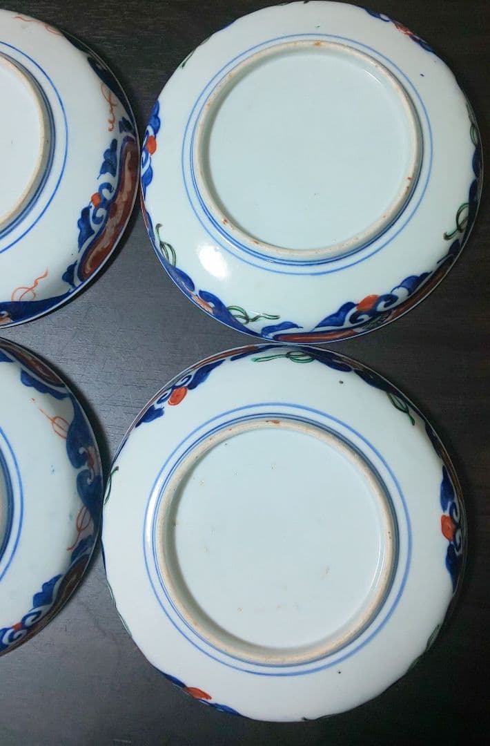 古伊万里 江戸時代 染付色絵 ４皿セット