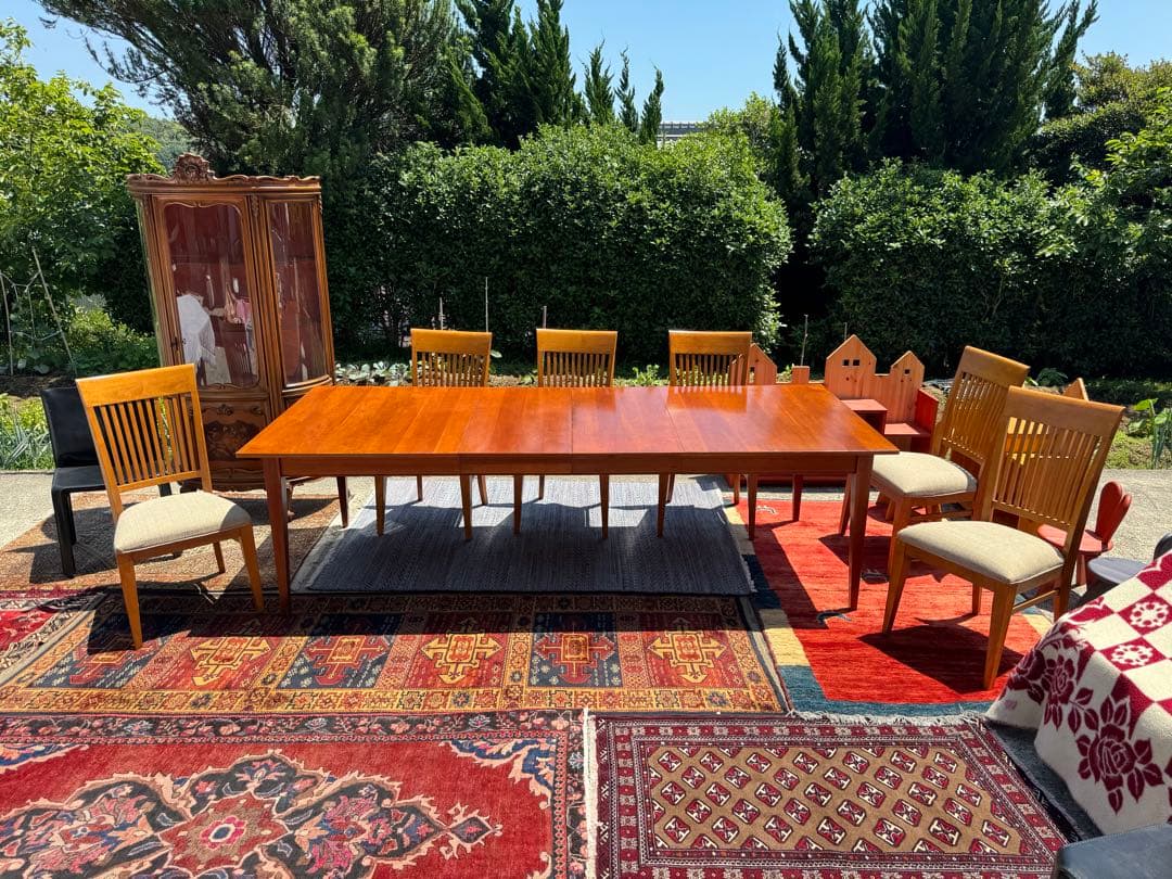 超広々サイズ！アメリカ Ethan Allen 伸長式テーブル&チェア6脚