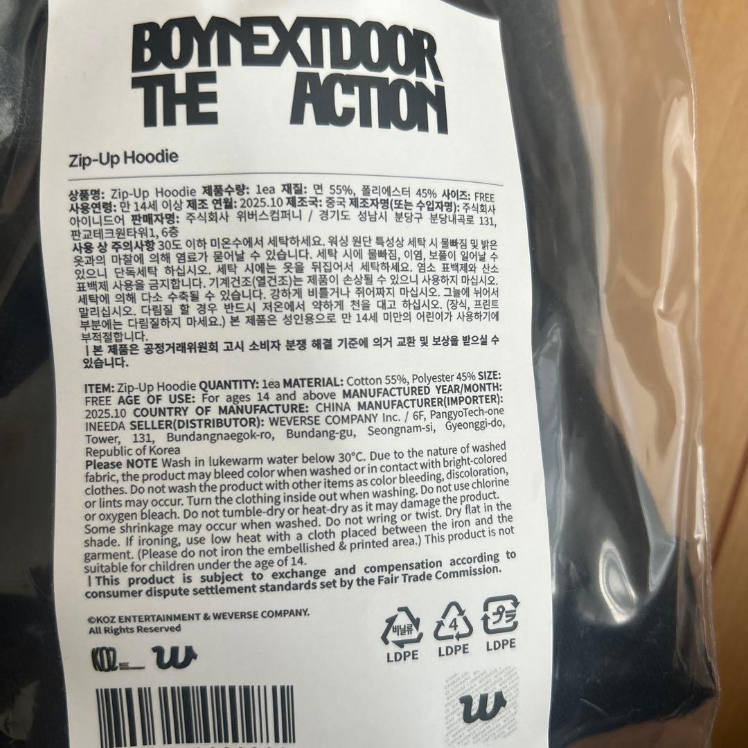 BOYNEXTDOOR THE ACTION ジップアップフーディー　トレカ付