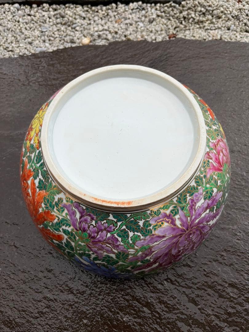 希少 カラフルで華やかで大きな陶器製の蓋付きの壺