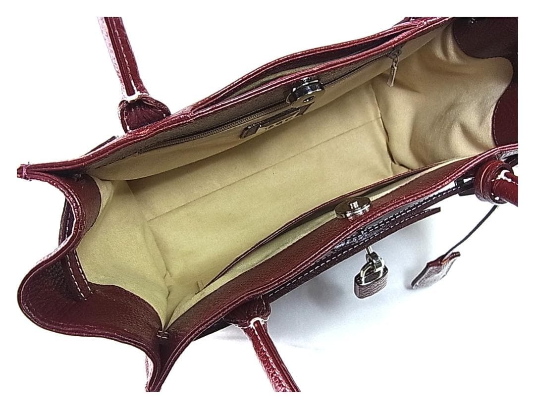 正規美品傳濱野DEN HAMANOミーティア Mietiaハンドバッグボルドー