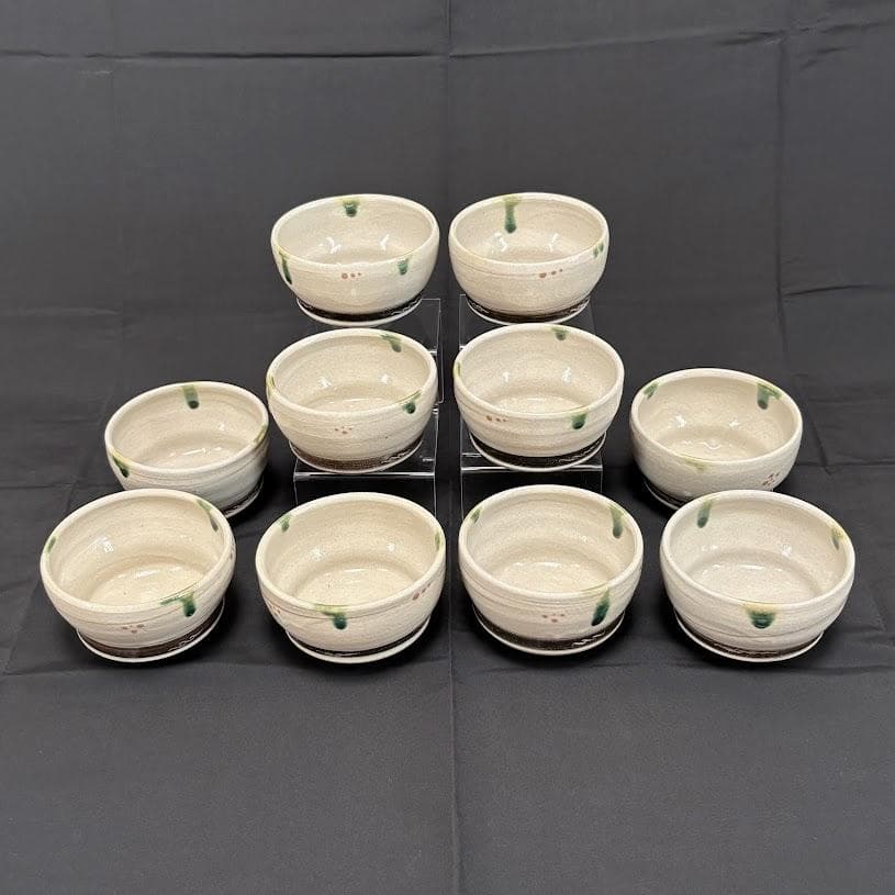 和食器 茶懐石 小杉焼 栄一窯 油滴天目釉 小鉢 五客 共布共箱 V R9163