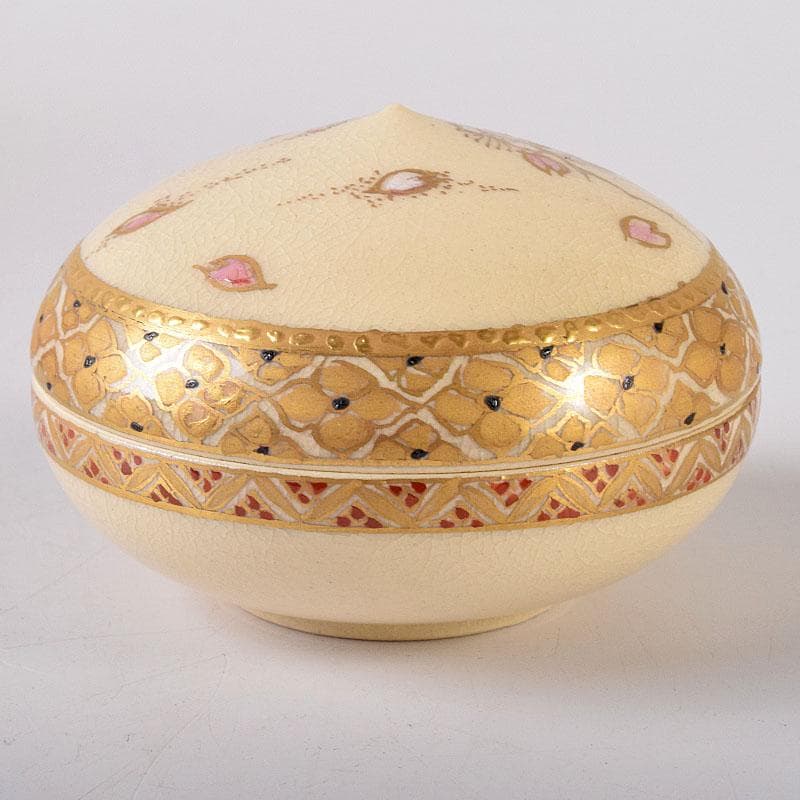 茶道具 薩摩焼 江月窯 新妻守作 白薩摩 金蘭手花文 香合 共