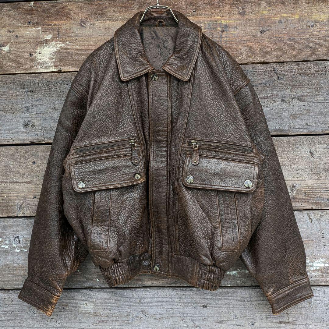 90s vintage】フライトジャケットA2 (L) シープスキン 本革