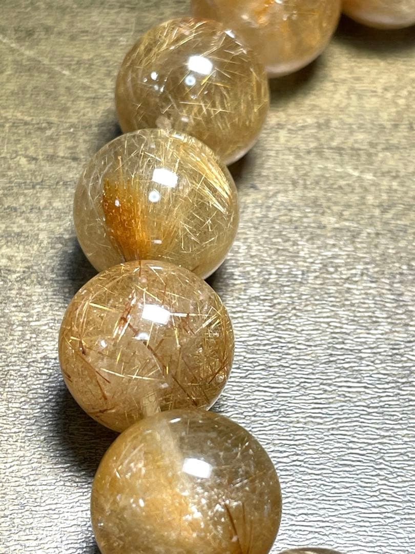 高品質　新入荷　ミックスルチルブレス超大玉約14.7㎜（新品未使用）金運虹あり