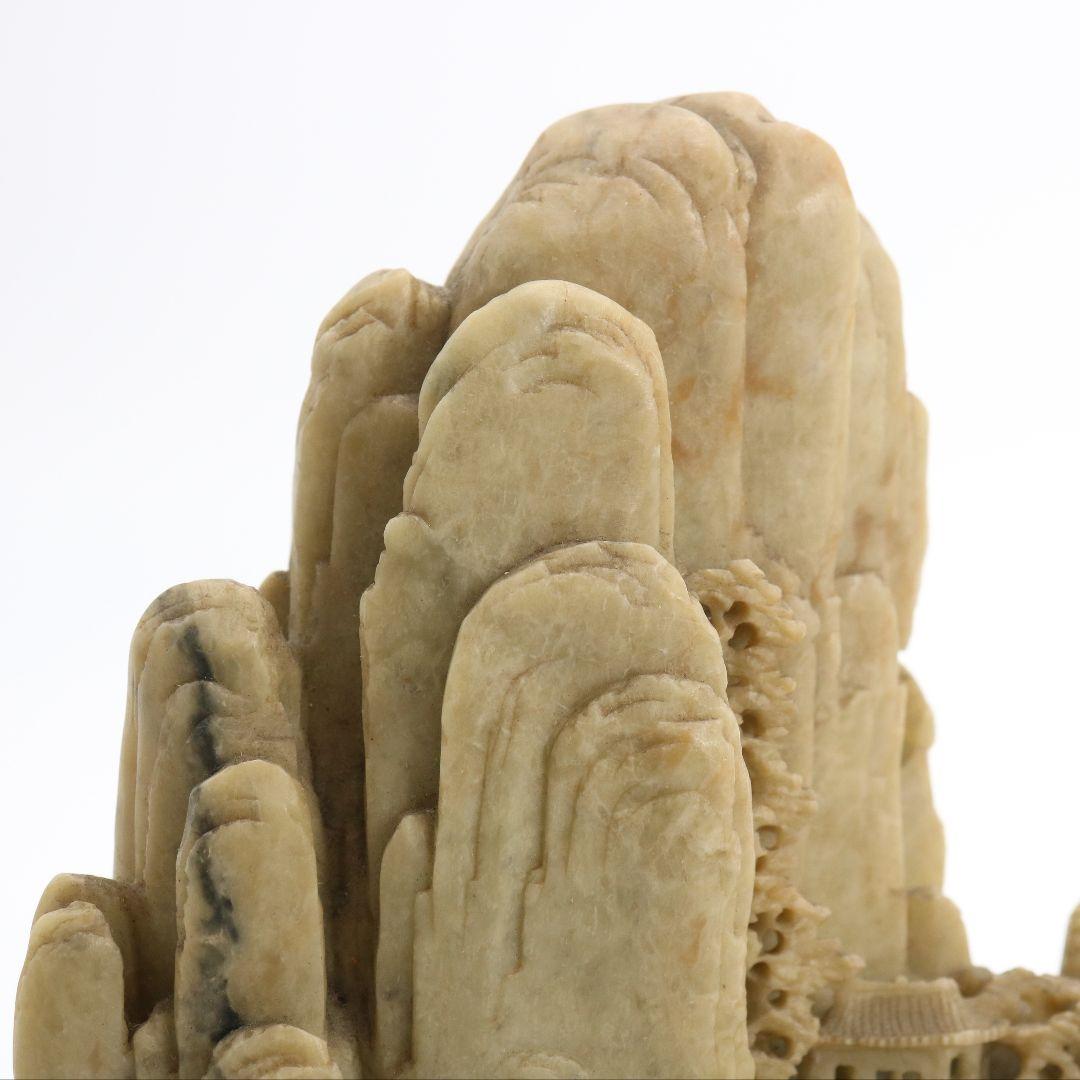 中国 寿山石楼閣山水雕 床飾 置物 彫刻 V306 KZ - winetouritalia.com