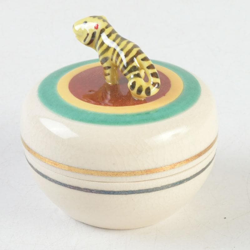 茶道具　萬古焼　加賀瑞山造　独楽　干支寅香合　共箱　V　9765