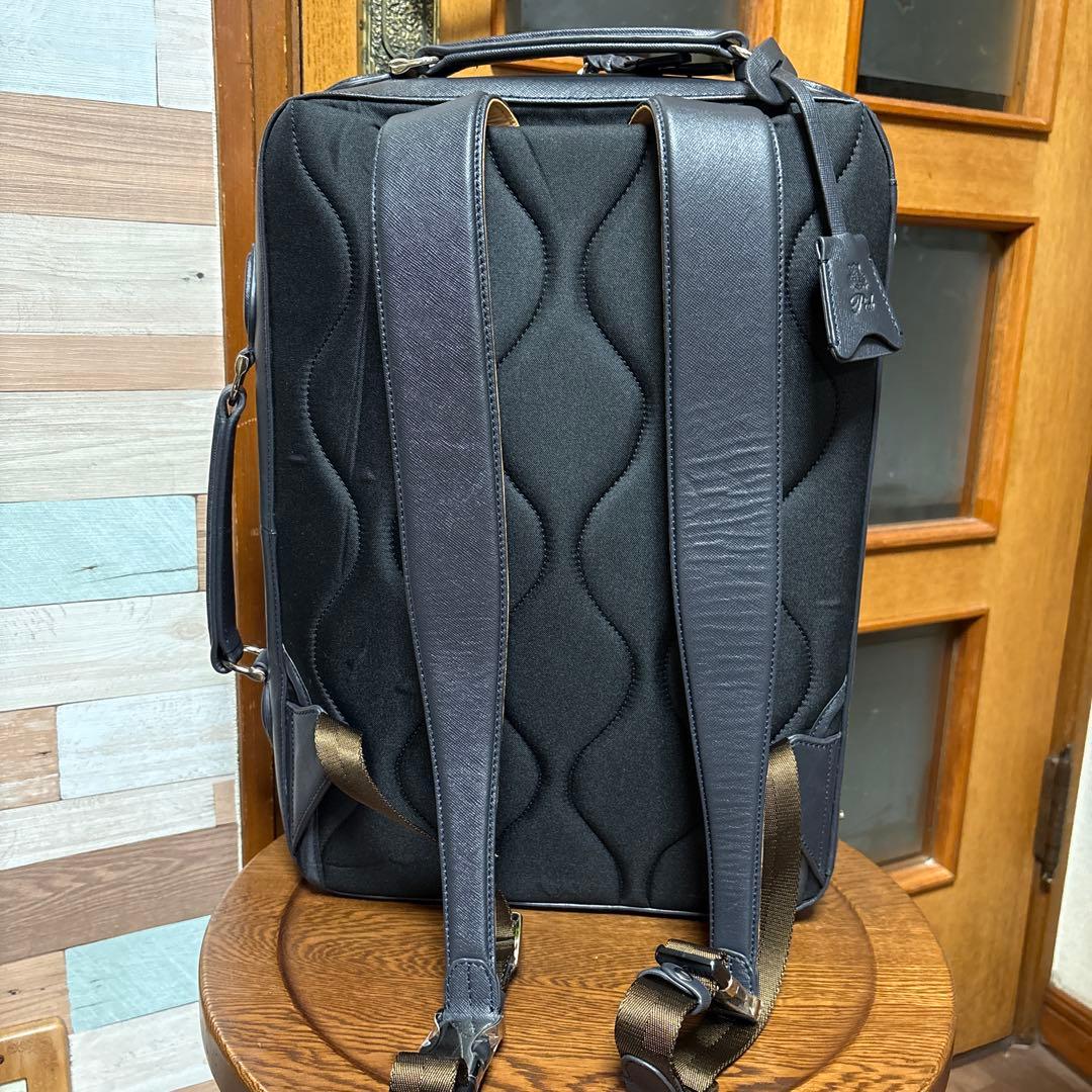 P.I.D/ビジネスバッグ/2way/ブリーフケース/ネイビー/レザー