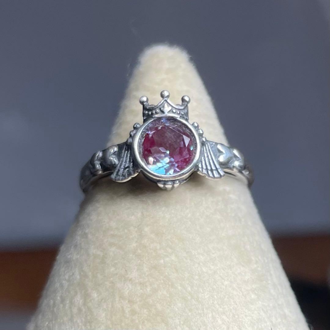 天然石リング　アレキサンドライト　紫緑シラー　高透明　6mm SV925