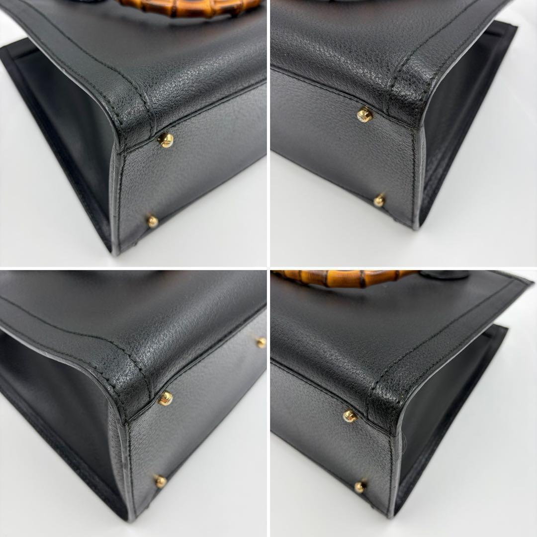 GUCCI ダイアナ バンブー ハンドバッグ トートバッグ ブラック 864