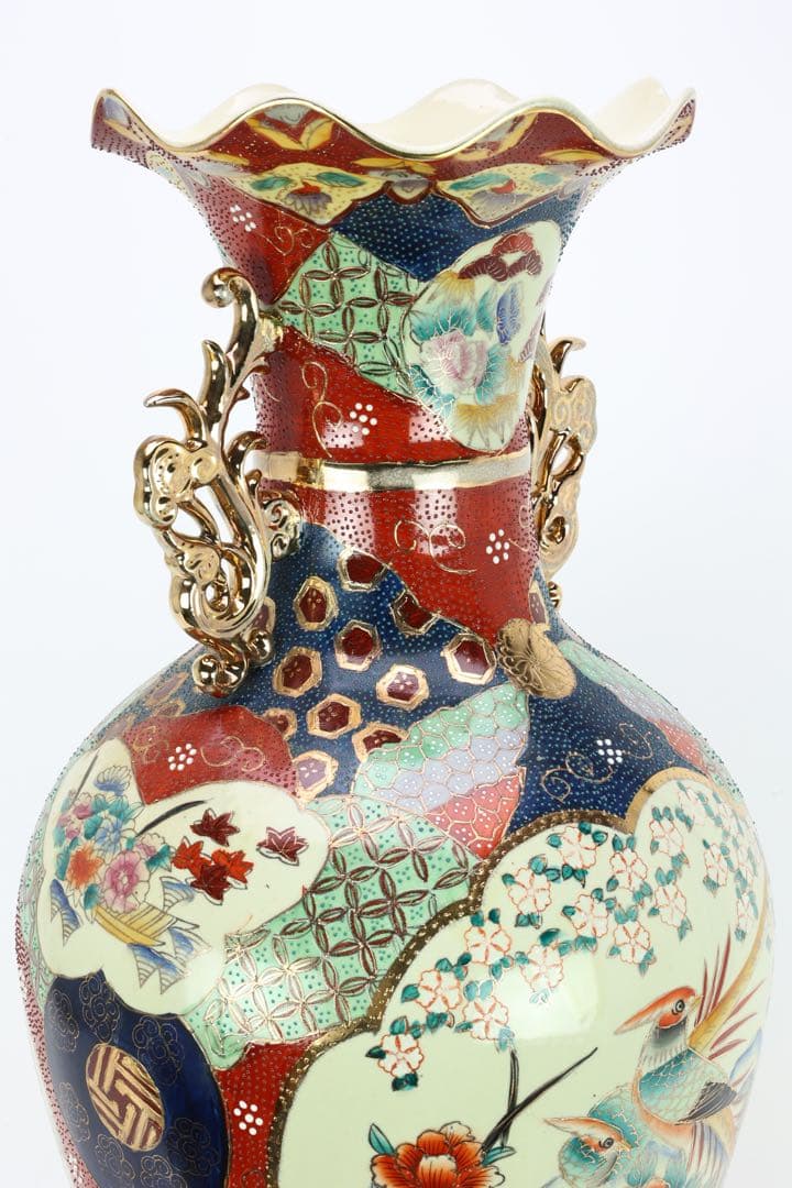 ⭕️人気 有田焼き壺 大壺 飾り壺 牡丹 孔雀 骨董 古美術品 赤