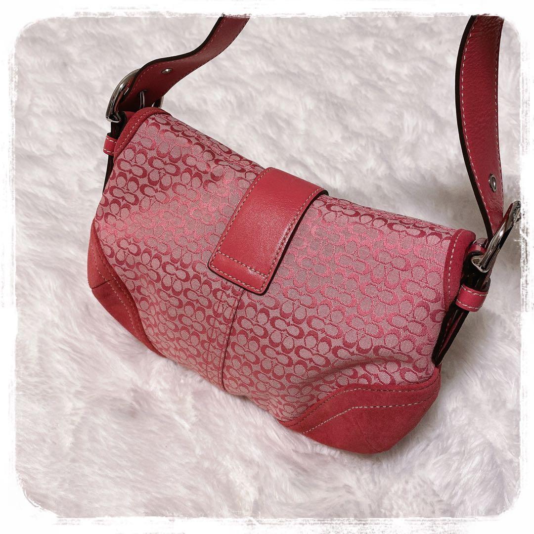 希少レア✧︎*。COACH SOHO ミニシグネチャーワンショルダーバッグ ピンク