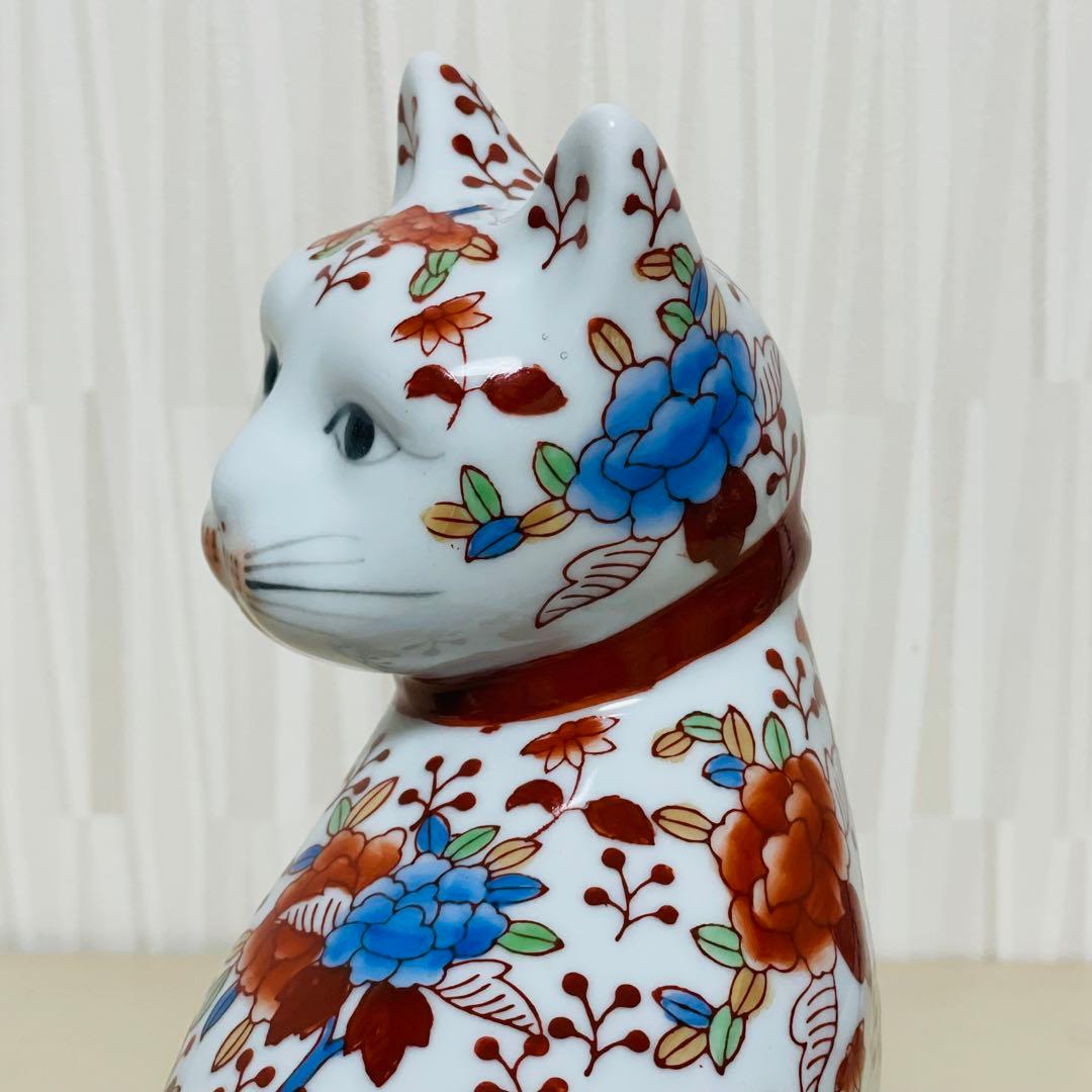 大型 古伊万里 金彩 色絵 猫 置物 陶器製 縁起物 アンティーク