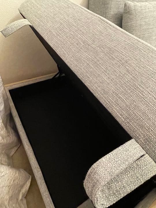 送料込み！美品モダンデコ2人〜3人掛け収納付き多機能ソファベッド　ベージュ