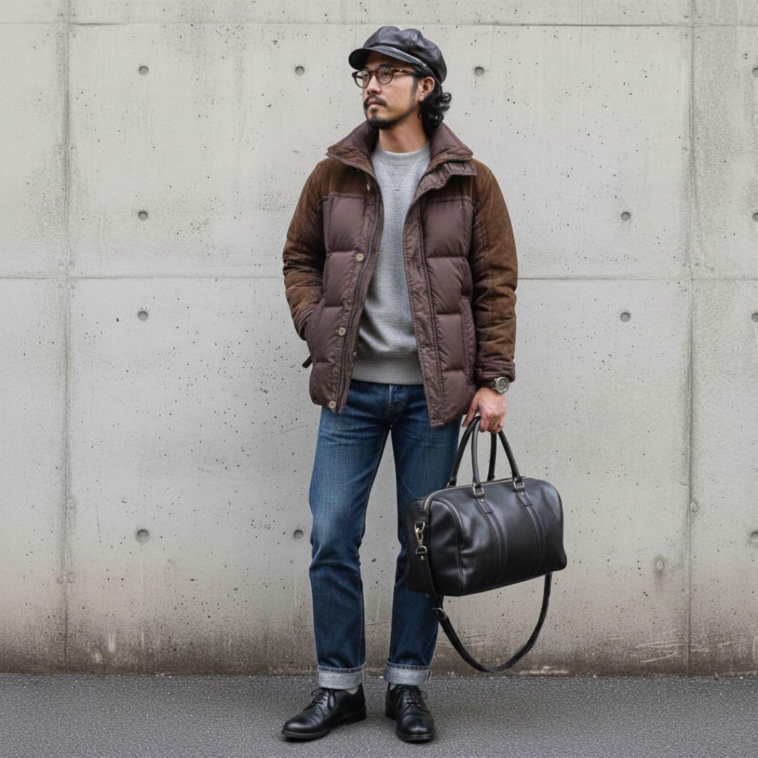 正規品☆MONCLER☆茶タグ☆レザー ダウンジャケット☆スエード☆Y2K