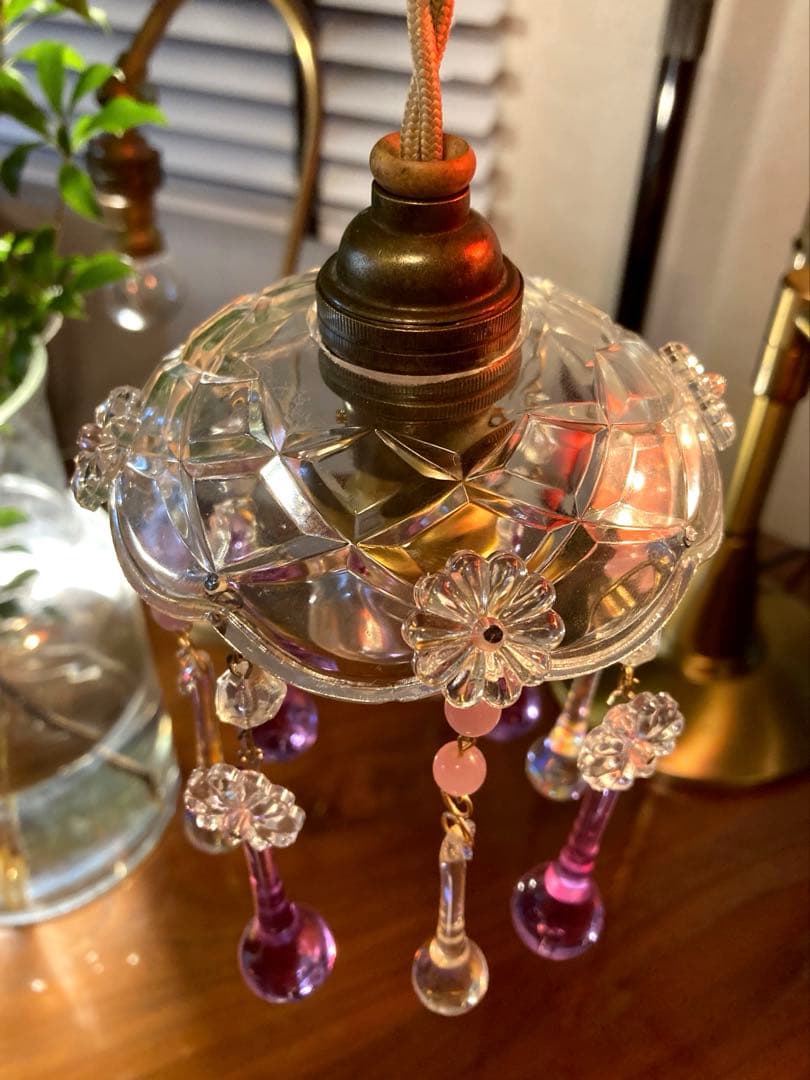 シャンデリア 1920年 フランス（紫と虹）アンティーク オパールセント