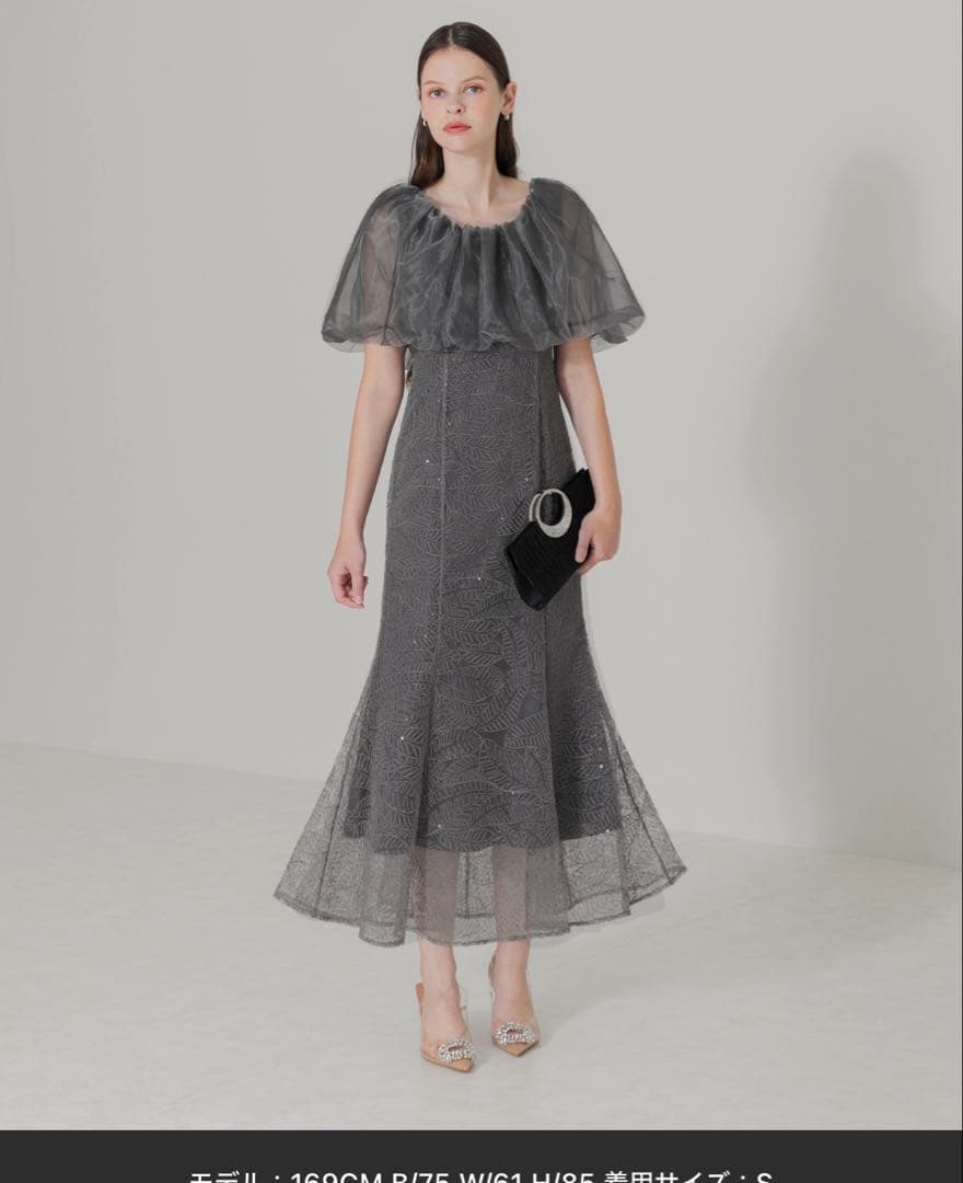 LEJA2WAYオフショルダーパフスリーブバリエマーメイドワンピースロングドレス