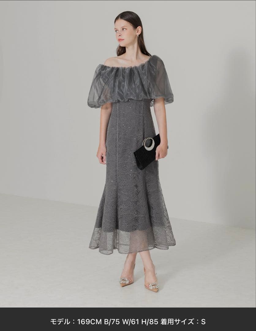 LEJA2WAYオフショルダーパフスリーブバリエマーメイドワンピースロングドレス