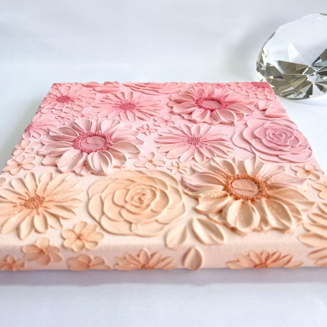 テクスチャーアート　絵画　インテリアアート　花　立体　絵　フラワーアート　花の絵