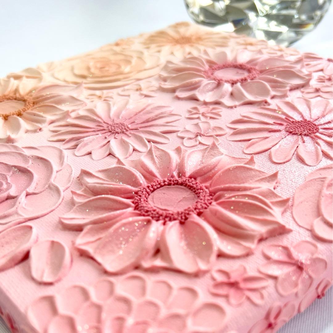 テクスチャーアート　絵画　インテリアアート　花　立体　絵　フラワーアート　花の絵