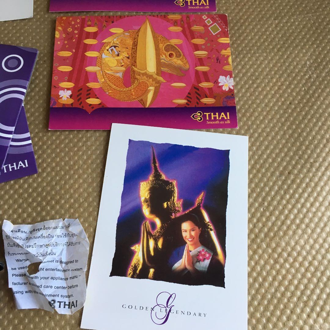 0674 タイ国際航空 絵葉書、ボールペン ほか 破産申請、運航継続中