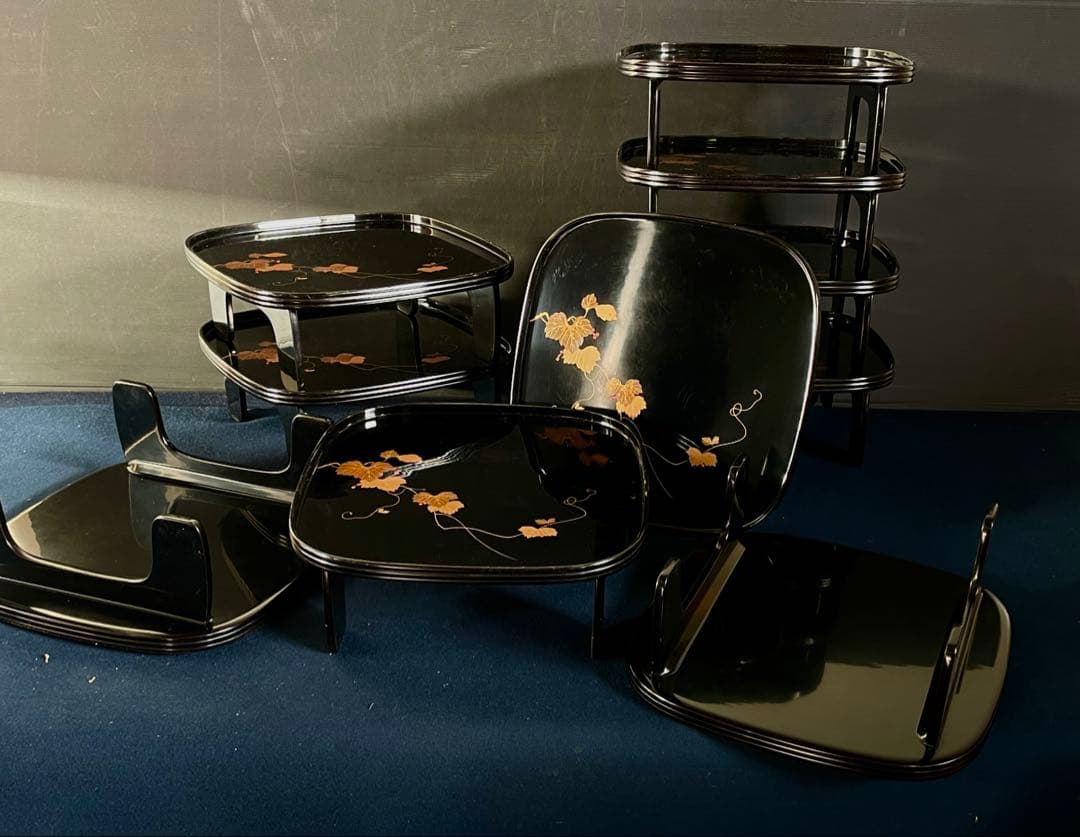 割引❣️「母」 輪島塗 蔦蒔絵 轡形 本膳 10客 大向高洲堂 共箱（125柱本）