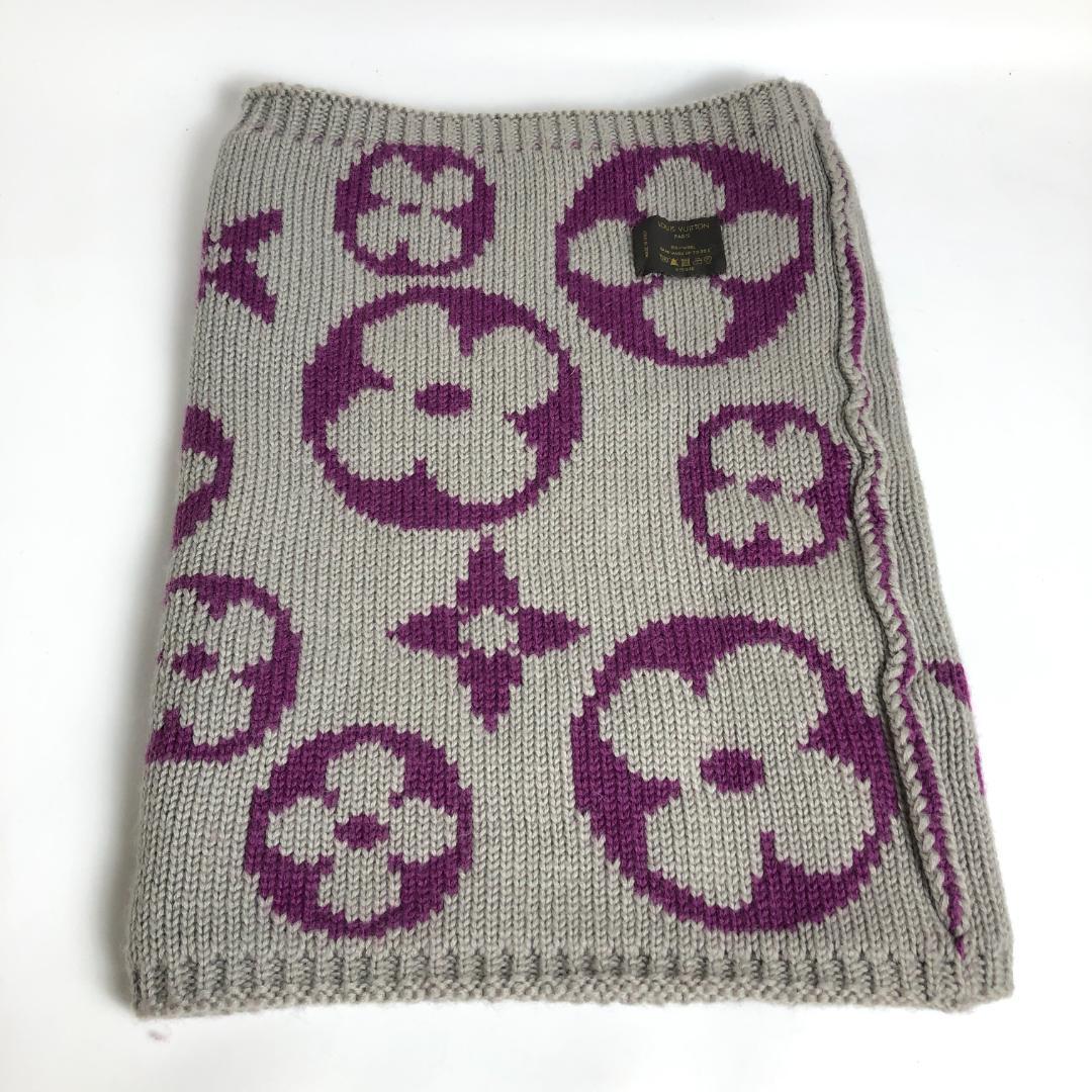 1E314/ルイヴィトン/モノグラム/スヌード/マフラー/グランフロア/パープル